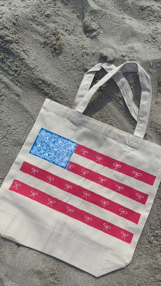 Coastal Americana Hand Painted Tote