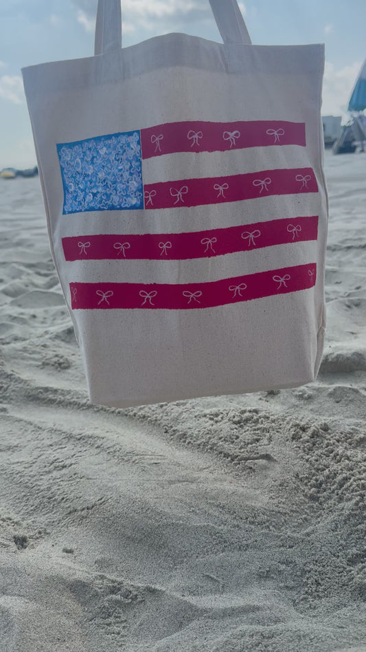 Coastal Americana Hand Painted Tote